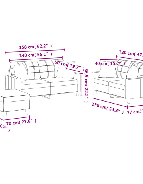 Загрузите изображение в средство просмотра галереи, Set de canapele cu perne, 3 piese, cappuccino, piele ecologică
