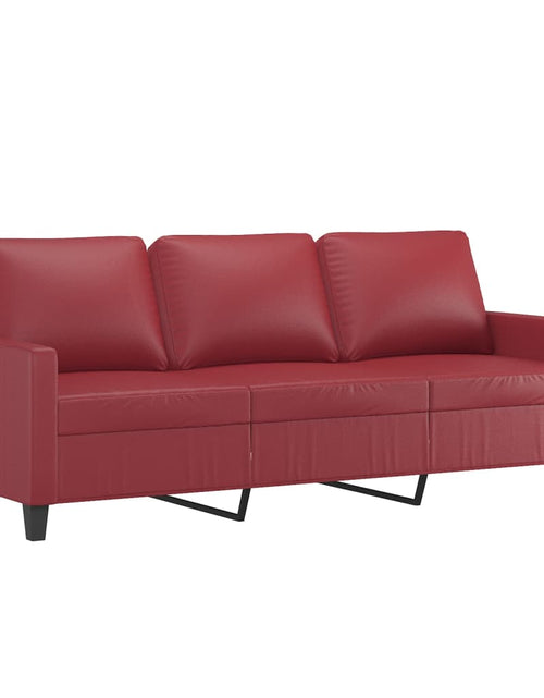 Încărcați imaginea în vizualizatorul Galerie, Set de canapele cu perne, 4 piese, roșu vin, piele ecologică
