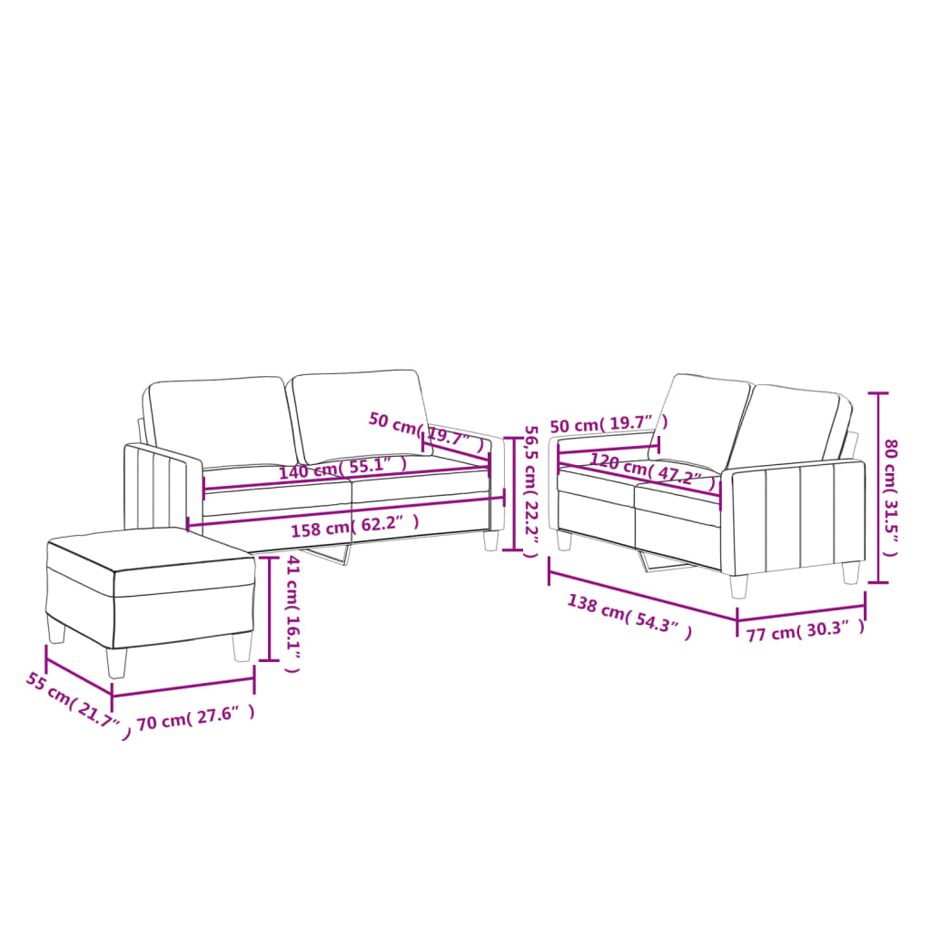 Set de canapele cu perne, 3 piese, roșu vin, piele ecologică