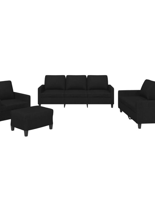 Încărcați imaginea în vizualizatorul Galerie, Set de canapele cu perne, 4 piese, negru, textil
