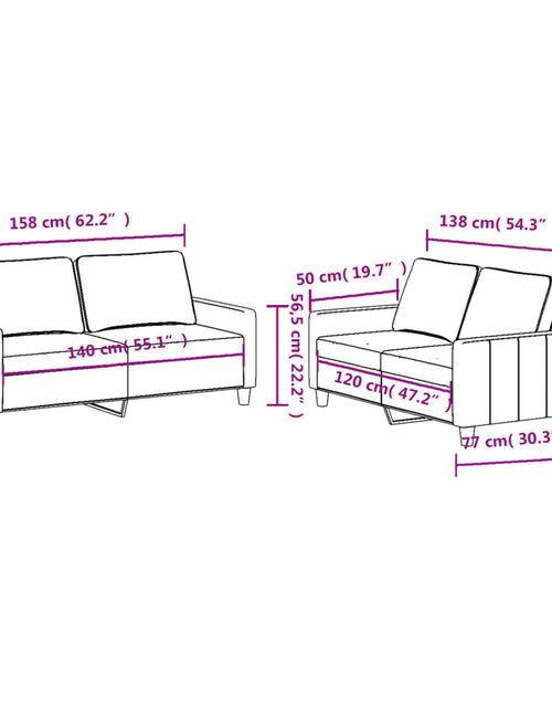 Загрузите изображение в средство просмотра галереи, Set de canapele cu perne, 2 piese, crem, textil
