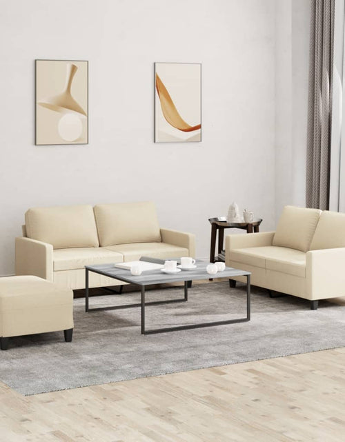 Încărcați imaginea în vizualizatorul Galerie, Set de canapele cu perne, 3 piese, crem, textil
