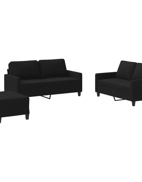 Încărcați imaginea în vizualizatorul Galerie, Set de canapele cu perne, 3 piese, negru, textil
