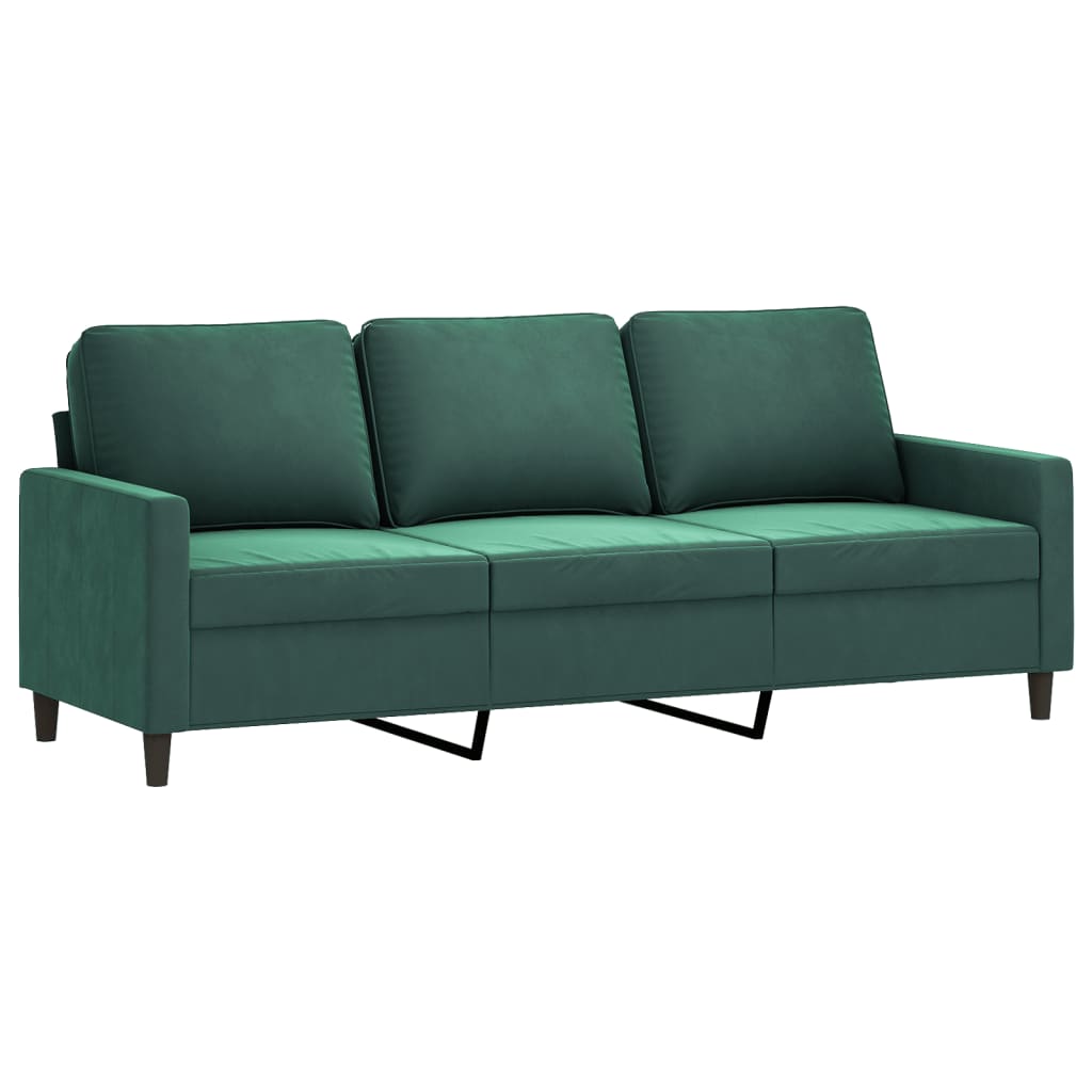 Set de canapele cu perne, 4 piese, verde închis, catifea