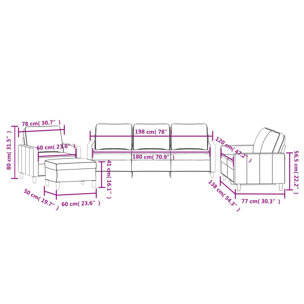 Set de canapele cu perne, 4 piese, galben, catifea