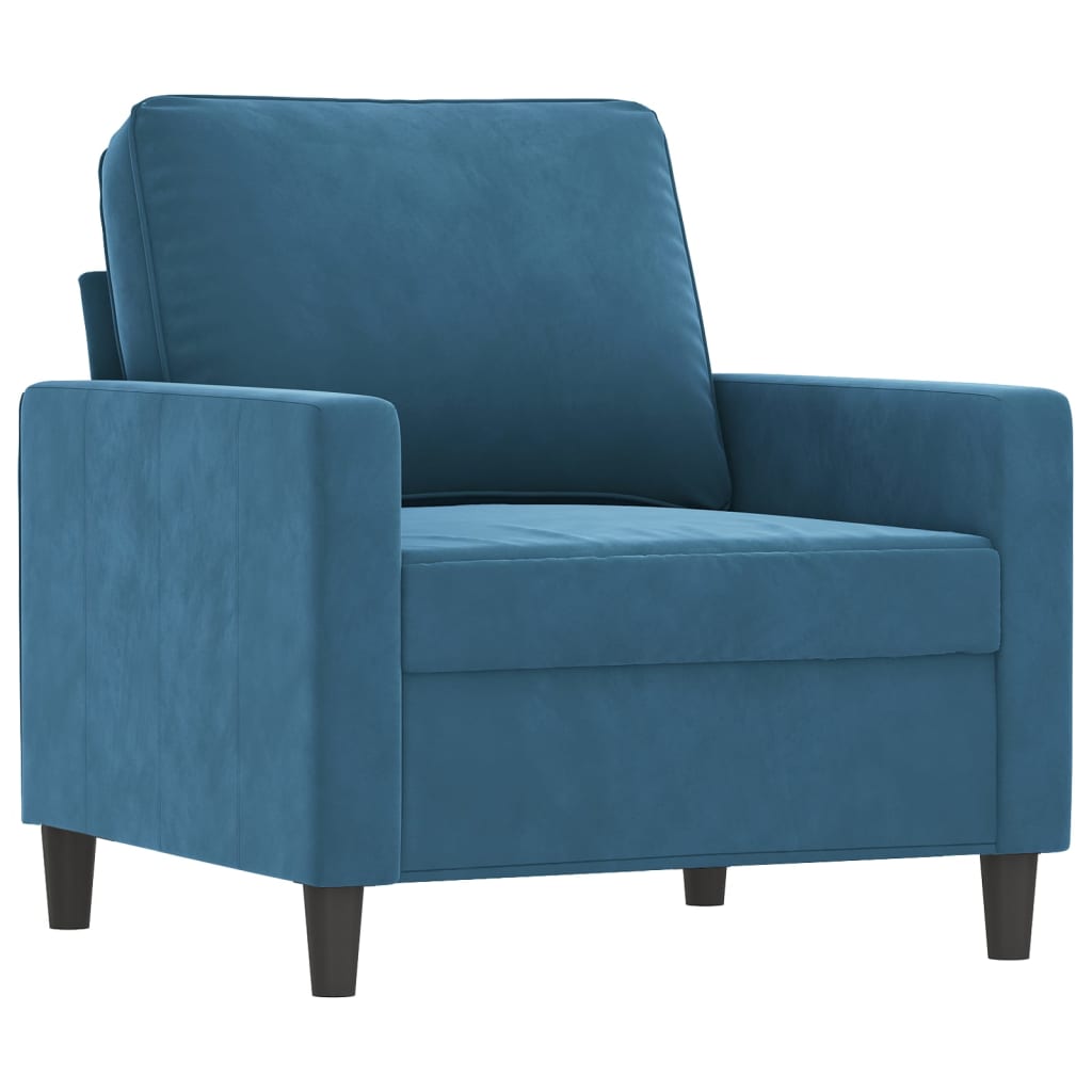 Set de canapele cu perne, 4 piese, albastru, catifea