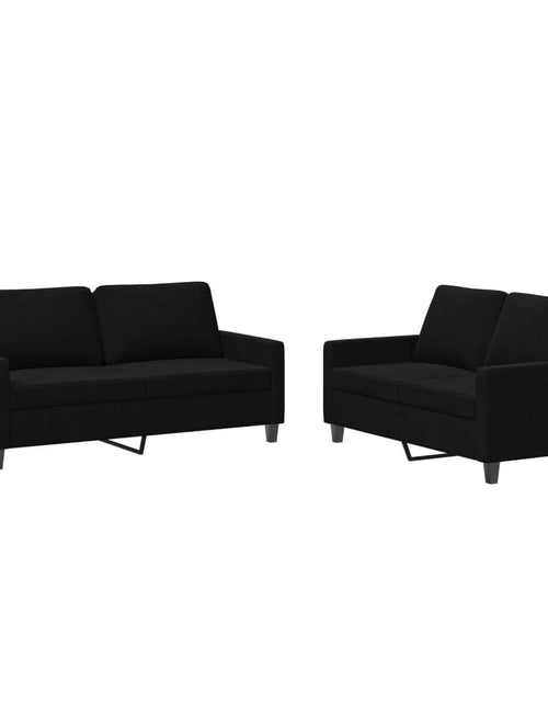 Încărcați imaginea în vizualizatorul Galerie, Set de canapele cu perne, 2 piese, negru, catifea
