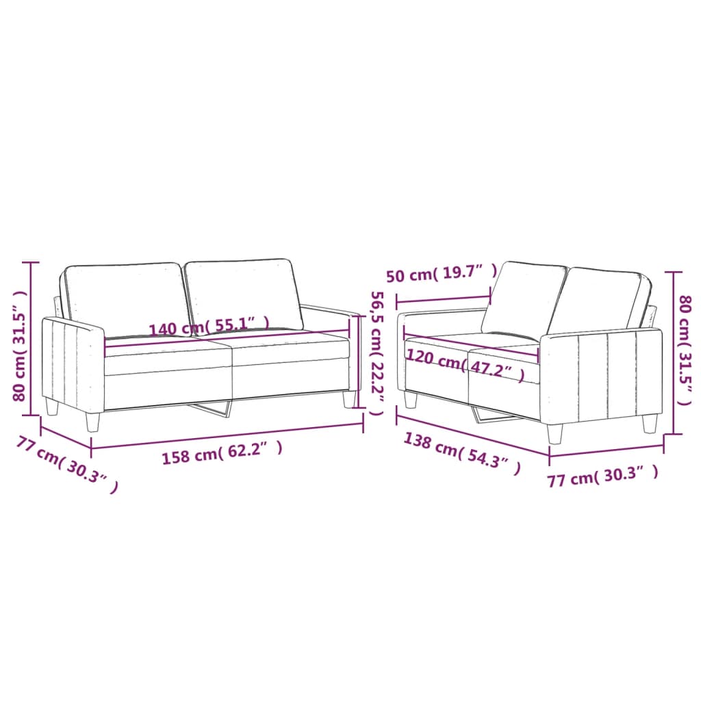 Set de canapele cu perne, 2 piese, galben, catifea