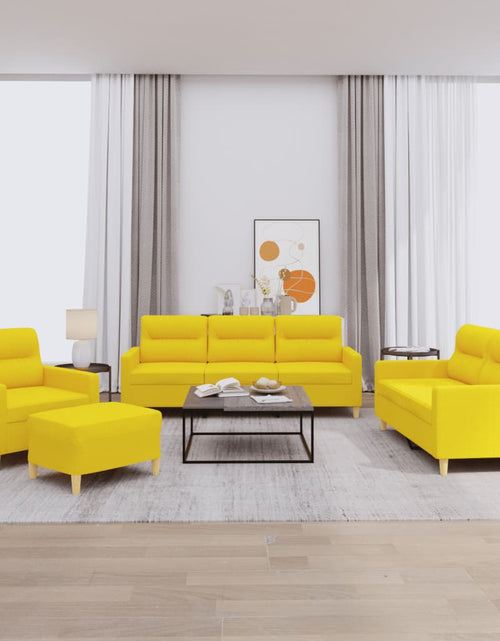 Încărcați imaginea în vizualizatorul Galerie, Set de canapele cu perne, 4 piese, galben deschis, textil
