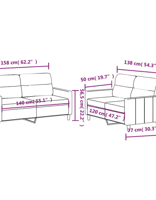 Загрузите изображение в средство просмотра галереи, Set de canapele cu perne, 2 piese, gri închis, textil
