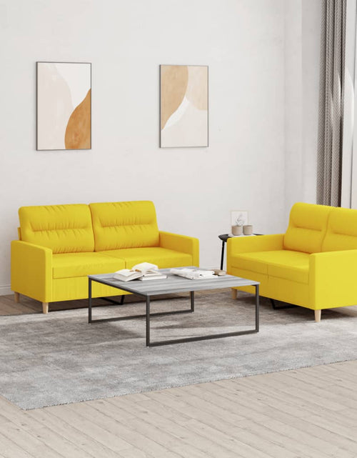 Încărcați imaginea în vizualizatorul Galerie, Set de canapele cu perne, 2 piese, galben deschis, textil
