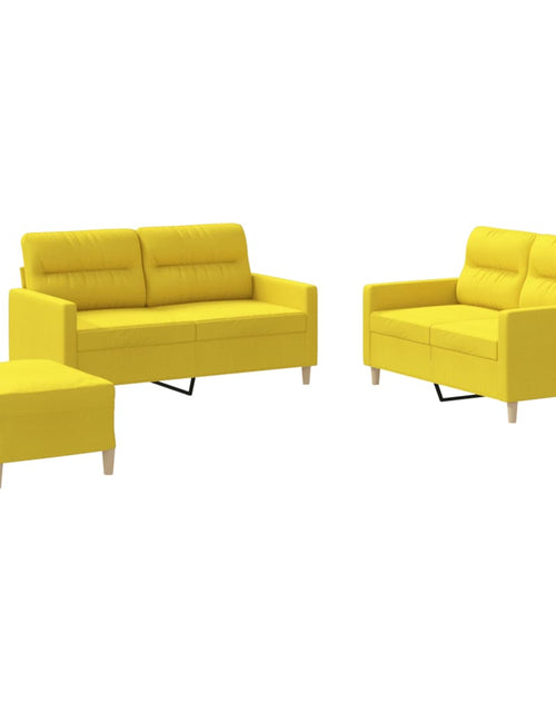 Încărcați imaginea în vizualizatorul Galerie, Set de canapele cu perne, 3 piese, galben deschis, textil
