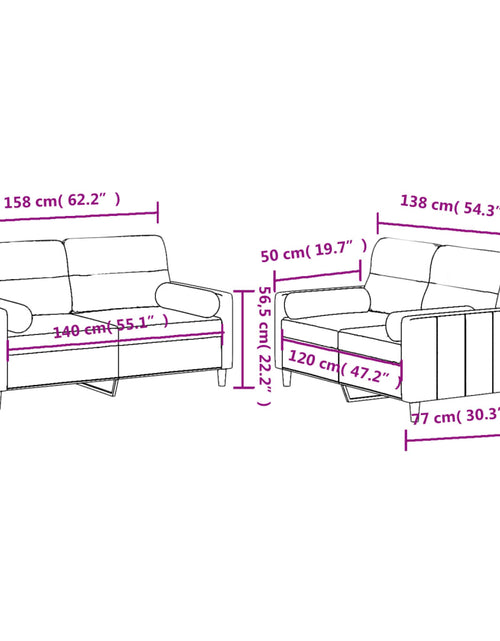 Загрузите изображение в средство просмотра галереи, Set de canapele cu perne, 2 piese, gri închis, material textil
