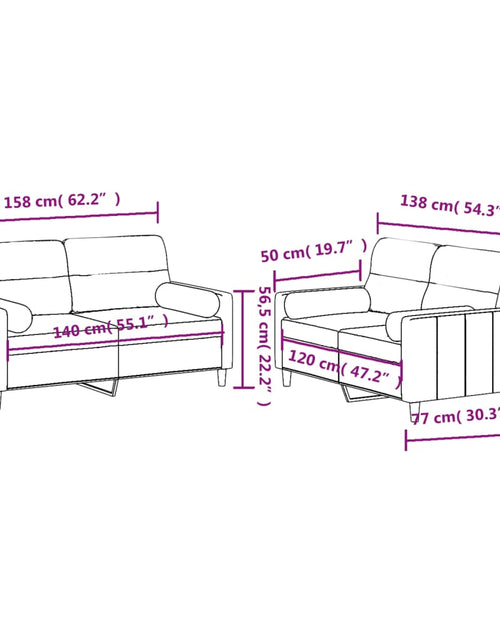 Загрузите изображение в средство просмотра галереи, Set de canapele cu perne, 2 piese, crem, material textil
