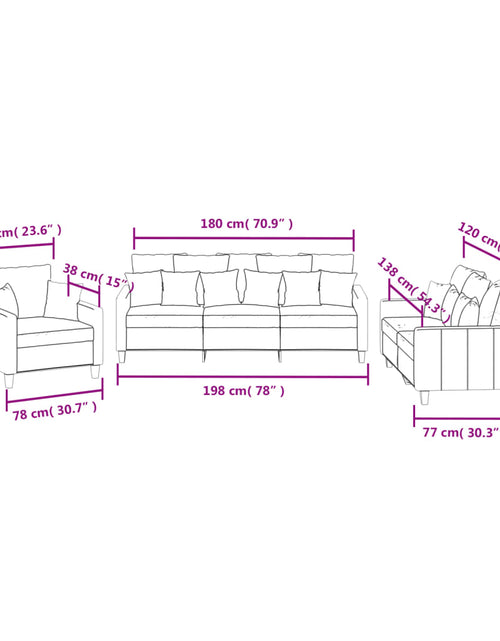 Загрузите изображение в средство просмотра галереи, Set de canapele cu perne, 3 piese, crem, textil
