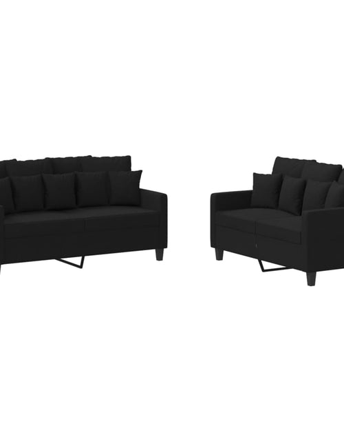 Încărcați imaginea în vizualizatorul Galerie, Set de canapele cu perne, 2 piese, negru, textil
