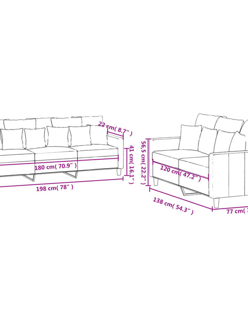 Încărcați imaginea în vizualizatorul Galerie, Set de canapele cu perne, 2 piese, crem, catifea
