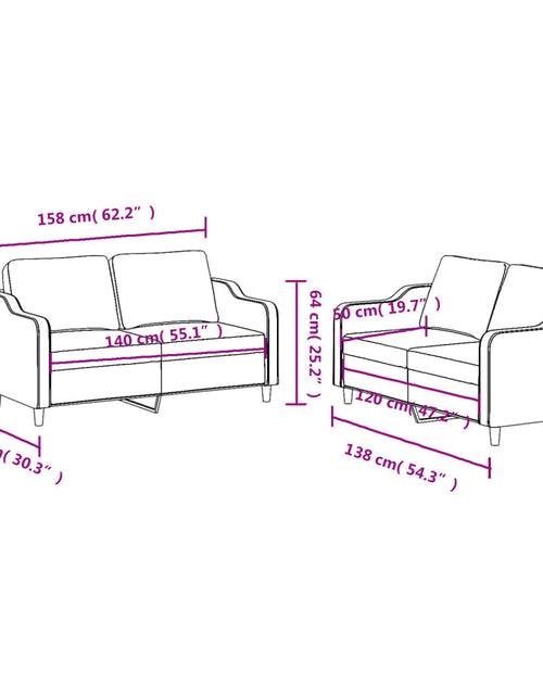 Încărcați imaginea în vizualizatorul Galerie, Set de canapele cu perne, 2 piese, gri deschis, textil
