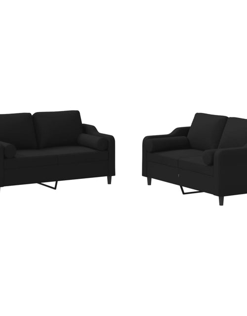 Încărcați imaginea în vizualizatorul Galerie, Set de canapele cu perne, 2 piese, negru, material textil
