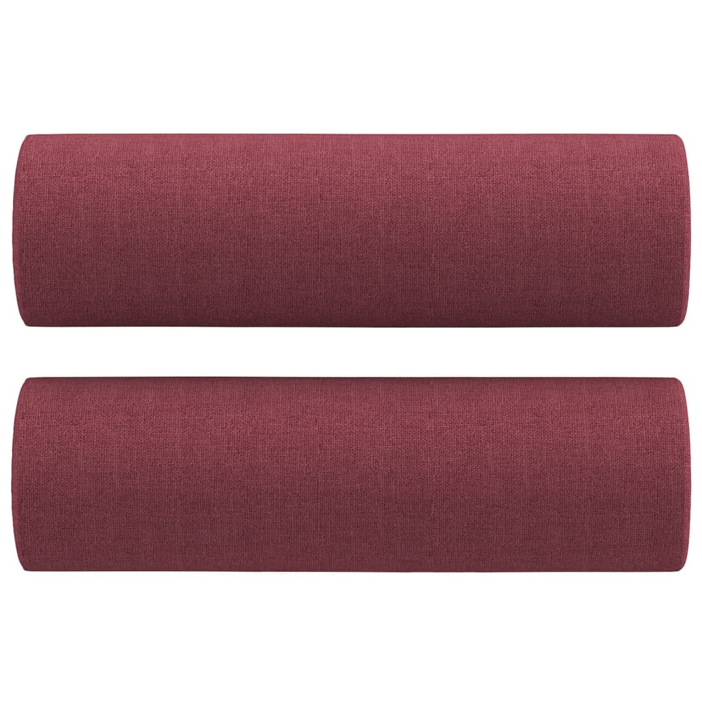 Set canapea cu perne, 3 piese, roșu vin, material textil
