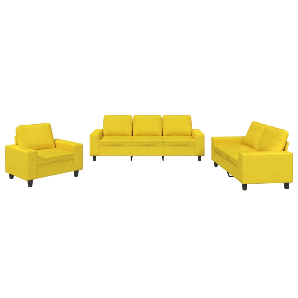 Set de canapele, 3 piese, galben deschis, textil