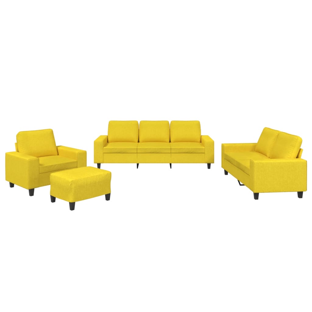 Set de canapele, 4 piese, galben deschis, textil