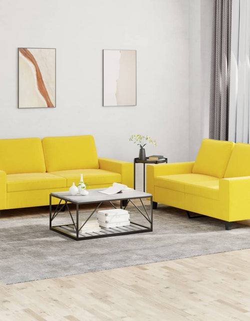 Încărcați imaginea în vizualizatorul Galerie, Set de canapele, 2 piese, galben deschis, textil
