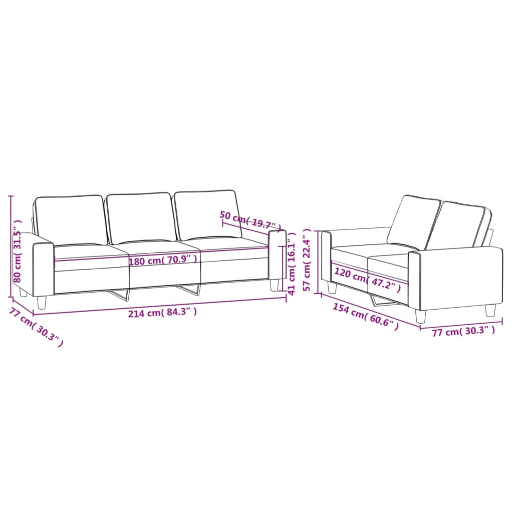 Set de canapele, 2 piese, gri închis, material textil