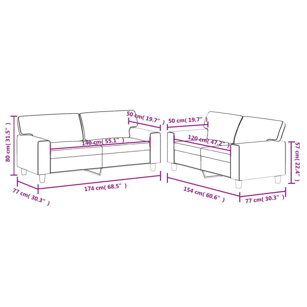Set de canapele, 2 piese, gri, piele ecologică