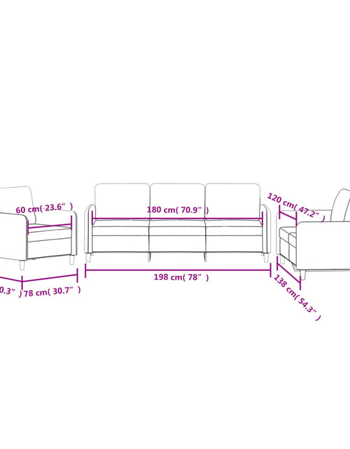 Încărcați imaginea în vizualizatorul Galerie, Set de canapele, 3 piese, maro, catifea
