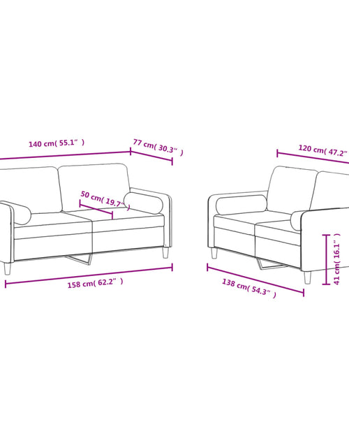 Încărcați imaginea în vizualizatorul Galerie, Set canapea cu perne, 2 piese, gri deschis, catifea
