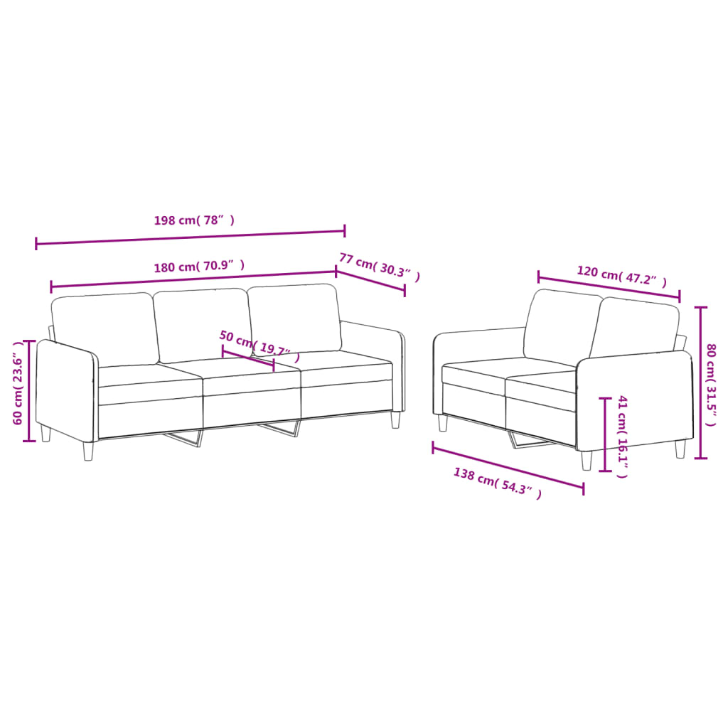 Set canapea 2 piese, galben, catifea