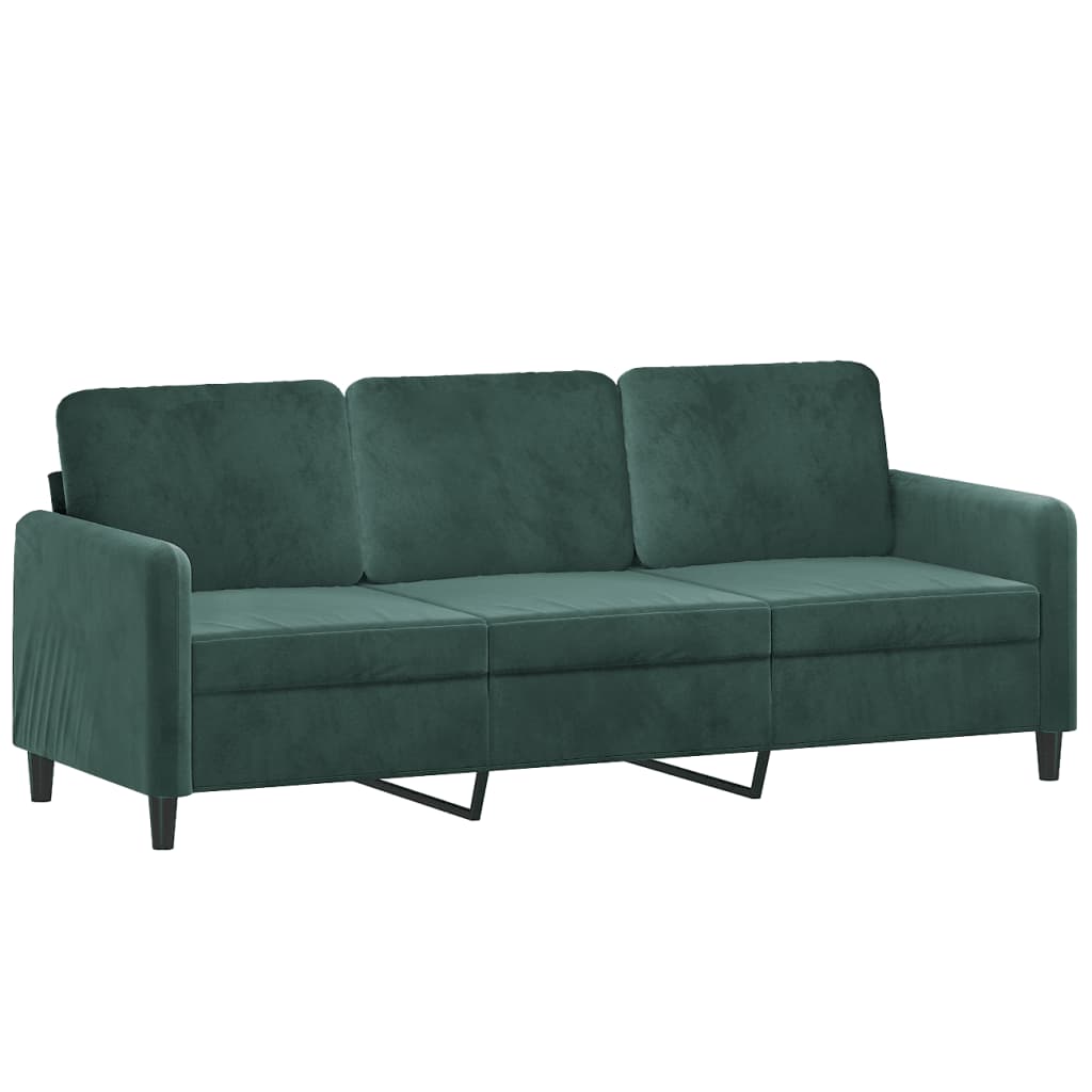 Set de canapele, 3 piese, verde închis, catifea