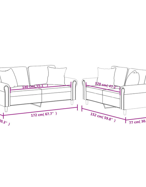 Încărcați imaginea în vizualizatorul Galerie, Set de canapele cu perne, 2 piese, crem, piele ecologică
