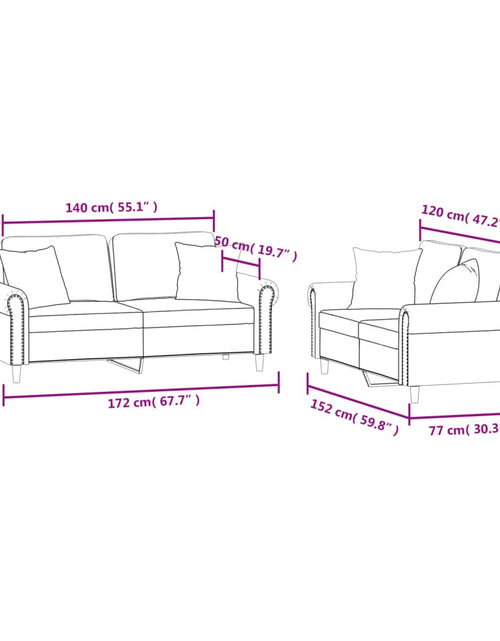 Încărcați imaginea în vizualizatorul Galerie, Set canapea cu perne, 2 piese, gri deschis, catifea
