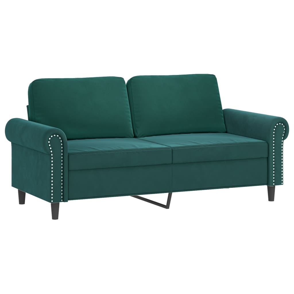 Set canapea cu perne, 2 piese, verde închis, catifea