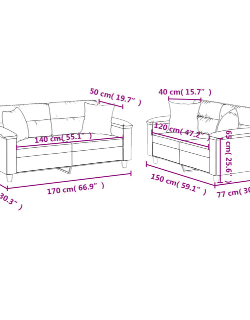 Încărcați imaginea în vizualizatorul Galerie, Set de canapele cu perne, 2 piese, bej, microfibră - Lando

