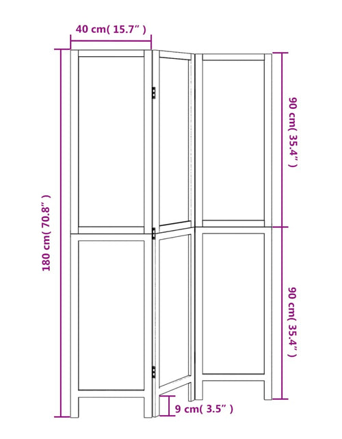 Загрузите изображение в средство просмотра галереи, Paravan cameră 3 panouri, maro închis, lemn masiv paulownia
