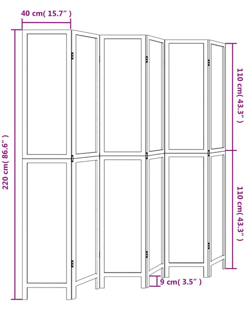 Загрузите изображение в средство просмотра галереи, Paravan cameră 6 panouri, maro închis, lemn masiv paulownia
