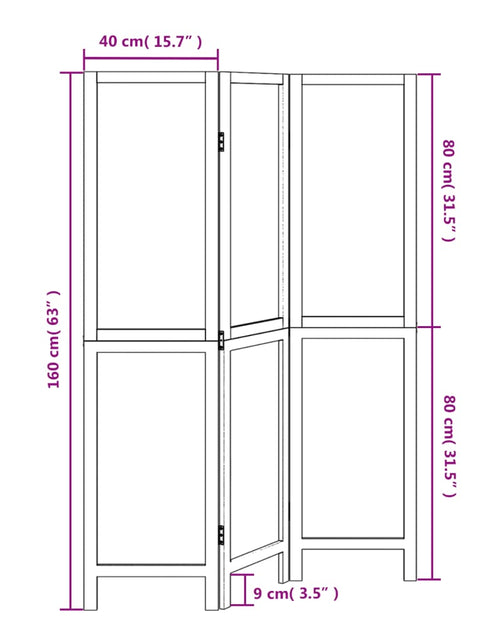 Загрузите изображение в средство просмотра галереи, Paravan cameră 3 panouri, alb, lemn masiv paulownia

