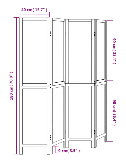 Загрузите изображение в средство просмотра галереи, Paravan cameră 4 panouri, alb, lemn masiv paulownia
