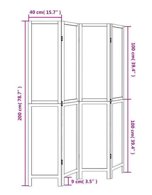 Загрузите изображение в средство просмотра галереи, Paravan cameră 4 panouri, alb, lemn masiv paulownia
