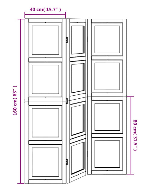 Загрузите изображение в средство просмотра галереи, Paravan cameră 3 panouri, alb, lemn masiv paulownia
