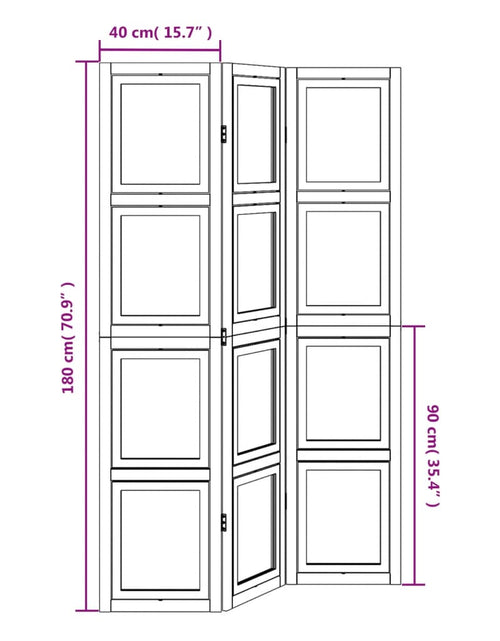 Загрузите изображение в средство просмотра галереи, Paravan cameră 3 panouri, alb, lemn masiv paulownia
