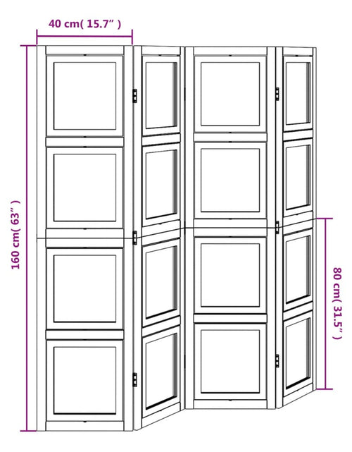 Загрузите изображение в средство просмотра галереи, Paravan cameră 4 panouri, alb, lemn masiv paulownia
