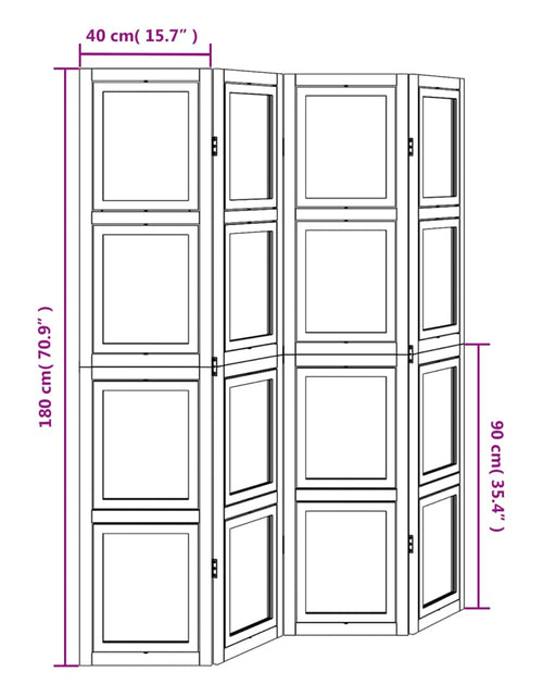 Загрузите изображение в средство просмотра галереи, Paravan cameră 4 panouri, alb, lemn masiv paulownia
