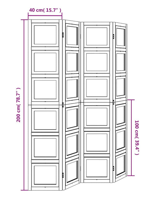 Загрузите изображение в средство просмотра галереи, Paravan cameră 4 panouri, alb, lemn masiv paulownia
