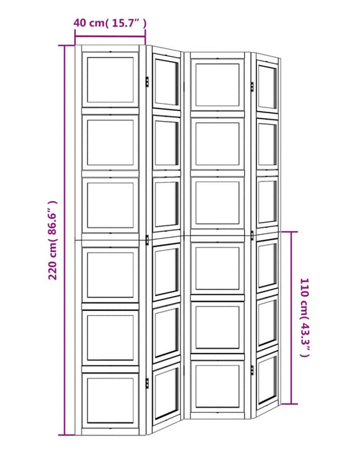 Загрузите изображение в средство просмотра галереи, Paravan cameră 4 panouri, alb, lemn masiv paulownia
