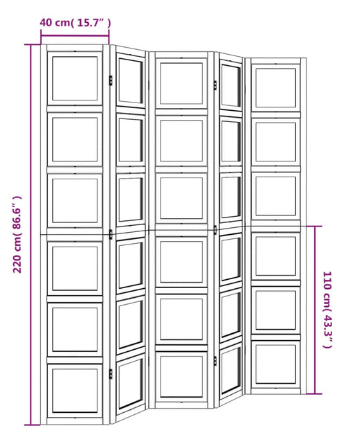 Загрузите изображение в средство просмотра галереи, Paravan cameră 5 panouri, alb, lemn masiv paulownia
