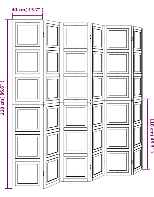 Загрузите изображение в средство просмотра галереи, Paravan cameră 6 panouri, alb, lemn masiv paulownia
